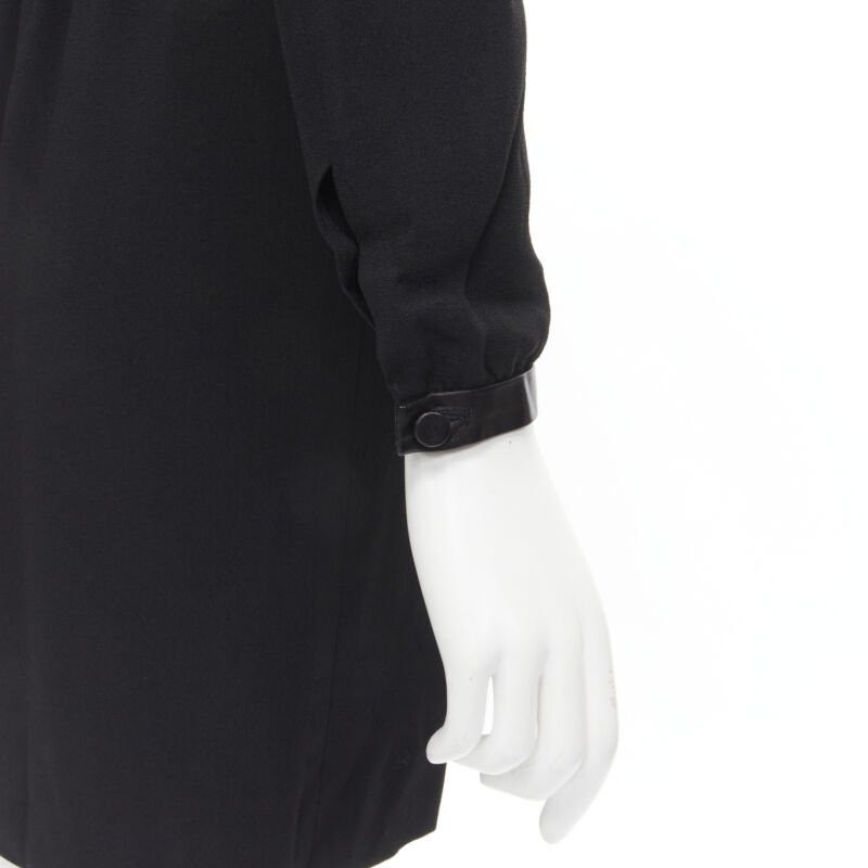 Saint Laurent Paris new SAINT LAURENT Hedi Slimane 2013 black leather lace ruffle dress FR36 XS Size XS / US 0-2 / IT 36-38 - 8 Thumbnail