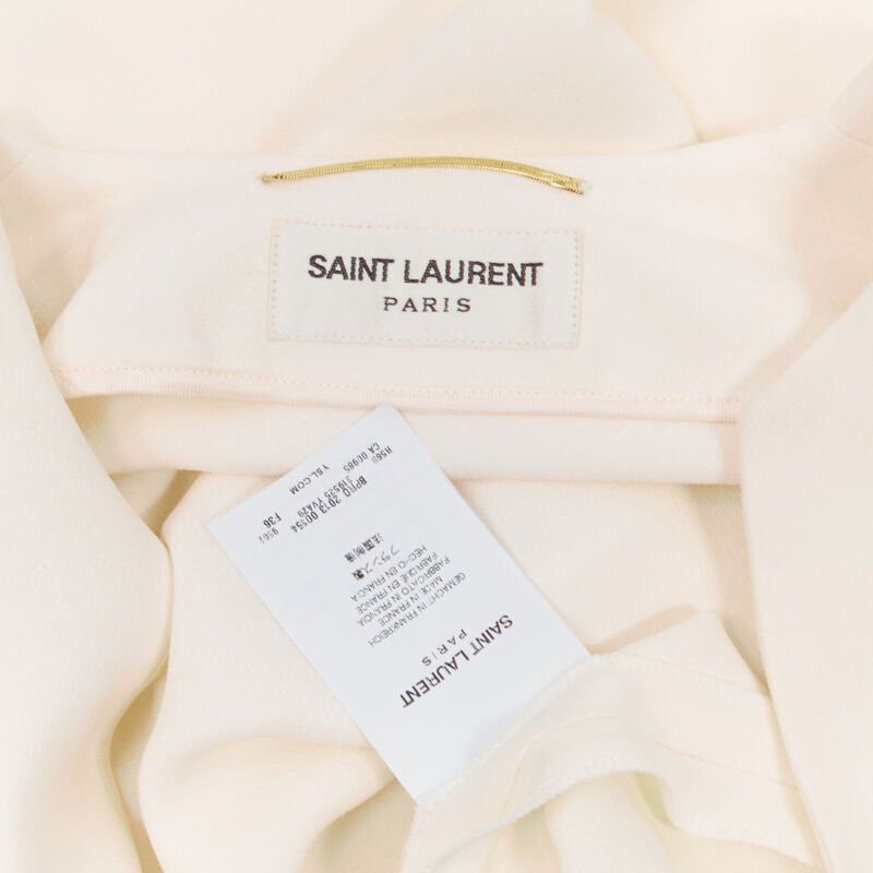 Saint Laurent Paris SAINT LAURENT 2013 Hedi Slimane ivory crepe leather trimmed V-neck dress FR36 S Size XS / US 0-2 / IT 36-38 - 8 Thumbnail