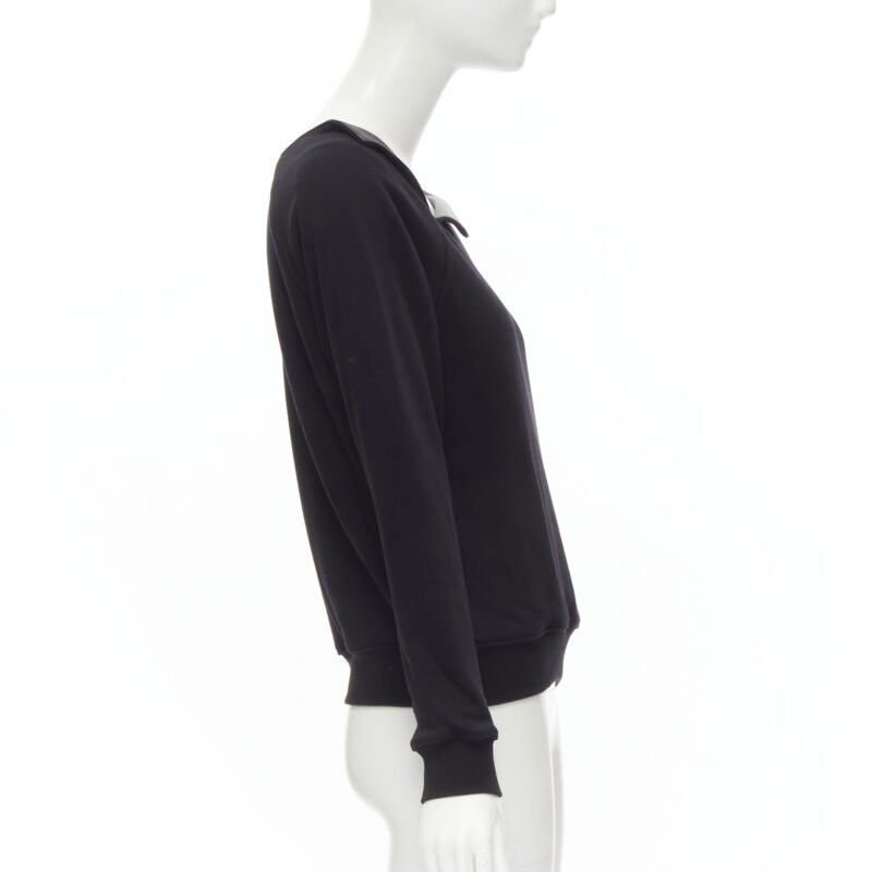 Saint Laurent Paris SAINT LAURENT Hedi Slimane 2014 black leather foldover collar pullover sweater S Size S / US 4 / IT 40 - 4 Thumbnail
