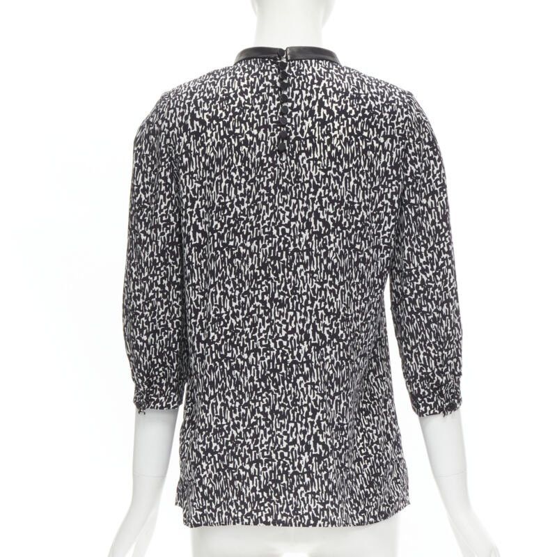 Saint Laurent Paris SAINT LAURENT Hedi Slimane 2012 black pleated leather bib silk blouse FR38 S Size S / US 4 / IT 40 - 5 Thumbnail
