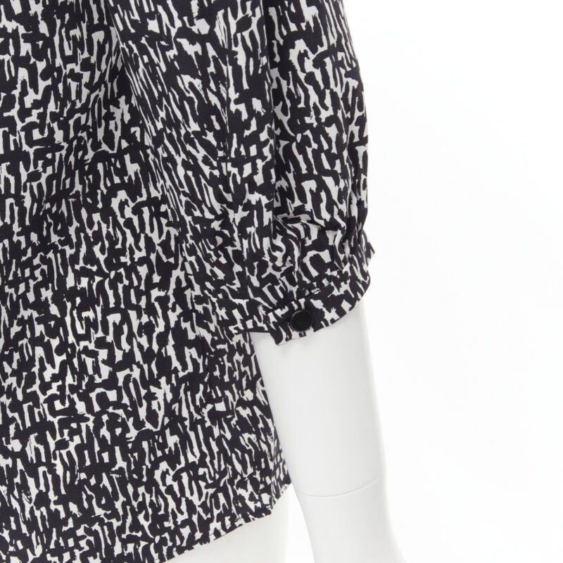 Saint Laurent Paris SAINT LAURENT Hedi Slimane 2012 black pleated leather bib silk blouse FR38 S Size S / US 4 / IT 40 - 8 Thumbnail