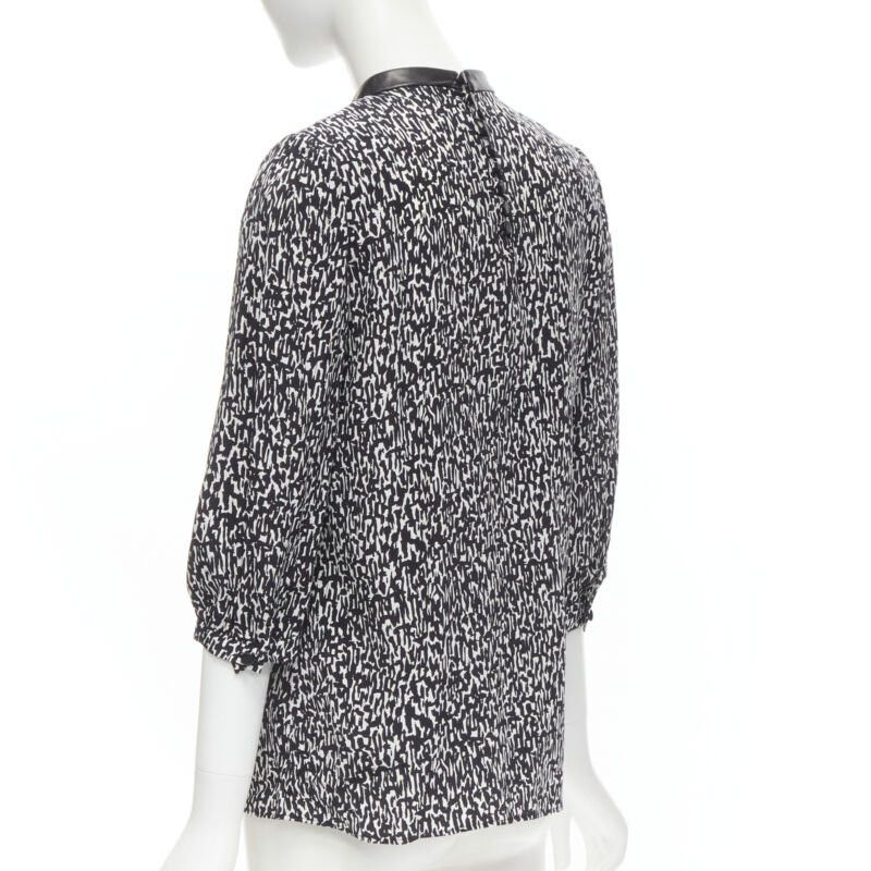 Saint Laurent Paris SAINT LAURENT Hedi Slimane 2012 black pleated leather bib silk blouse FR38 S Size S / US 4 / IT 40 - 6 Thumbnail