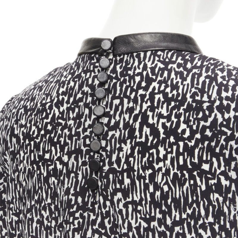 Saint Laurent Paris SAINT LAURENT Hedi Slimane 2012 black pleated leather bib silk blouse FR38 S Size S / US 4 / IT 40 - 7 Thumbnail