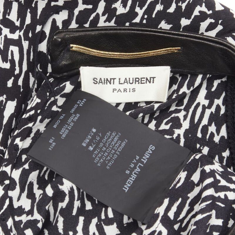 Saint Laurent Paris SAINT LAURENT Hedi Slimane 2012 black pleated leather bib silk blouse FR38 S Size S / US 4 / IT 40 - 9 Thumbnail