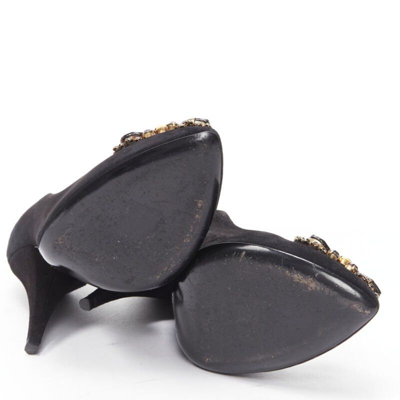 Saint Laurent Paris YVES SAINT LAURENT Charlie 105 black suede rhinestone jewel heel pump EU37.5 Size US 7.5 / IT 37.5 - 11 Thumbnail