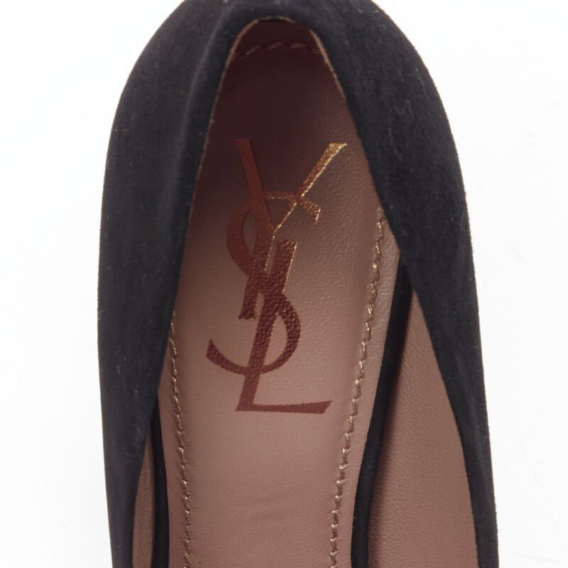 Saint Laurent Paris YVES SAINT LAURENT Charlie 105 black suede rhinestone jewel heel pump EU37.5 Size US 7.5 / IT 37.5 - 9 Thumbnail
