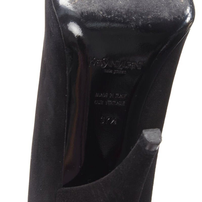 Saint Laurent Paris YVES SAINT LAURENT Charlie 105 black suede rhinestone jewel heel pump EU37.5 Size US 7.5 / IT 37.5 - 10 Thumbnail