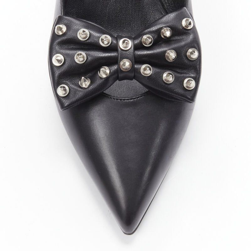Saint Laurent Paris SAINT LAURENT silver spike studded bow point toe pump EU37 Size US 7 / IT 37 - 6 Thumbnail