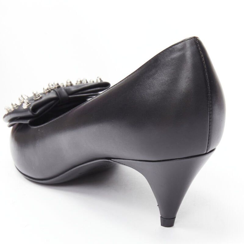 Saint Laurent Paris SAINT LAURENT silver spike studded bow point toe pump EU37 Size US 7 / IT 37 - 8 Thumbnail
