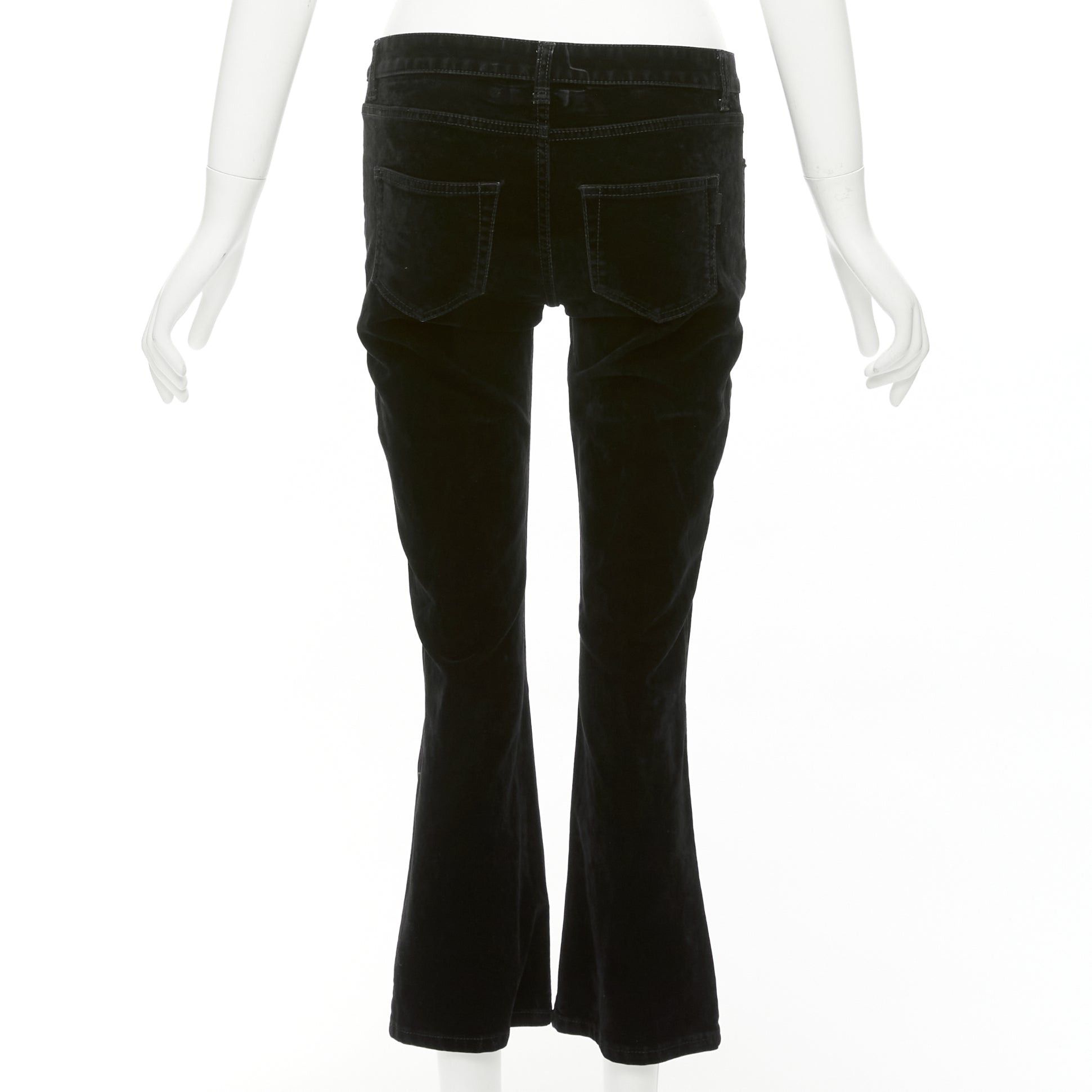 Saint Laurent Paris SAINT LAURENT 2018 black cotton blend velvet mid waist flare cropped pants 25" Size 27" / US 4 / IT 40 - 5 Thumbnail