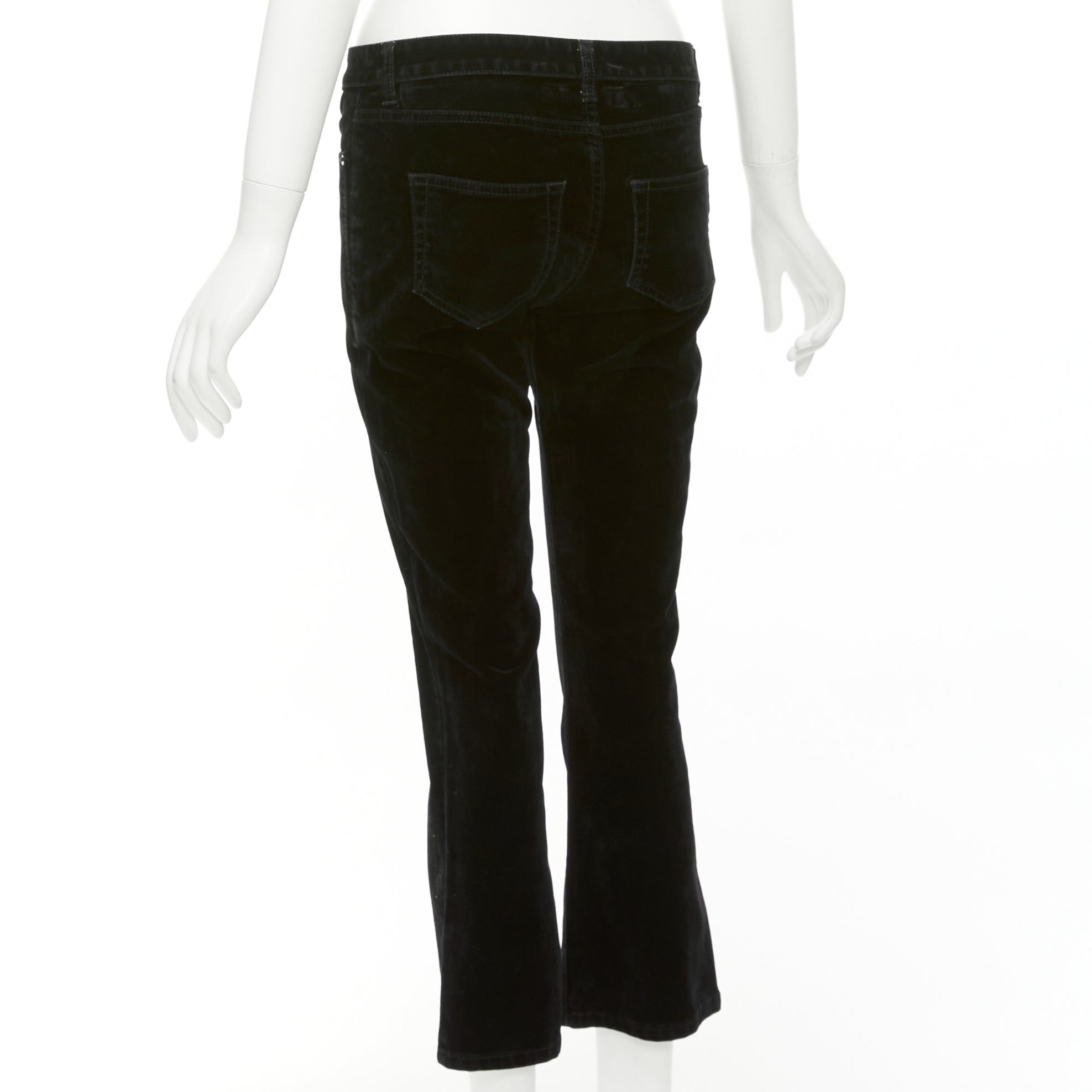 Saint Laurent Paris SAINT LAURENT 2018 black cotton blend velvet mid waist flare cropped pants 25" Size 27" / US 4 / IT 40 - 6 Thumbnail
