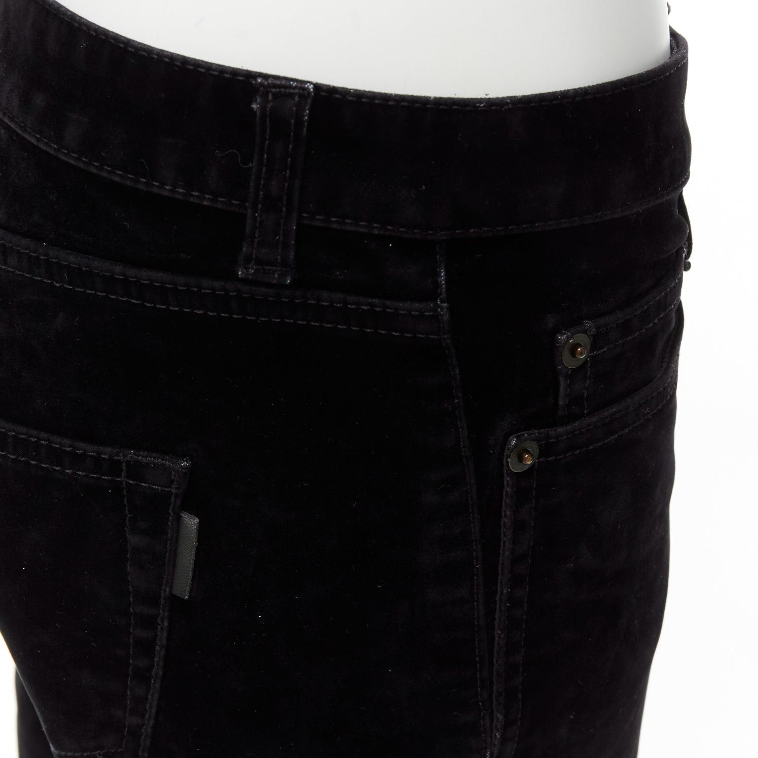 Saint Laurent Paris SAINT LAURENT 2018 black cotton blend velvet mid waist flare cropped pants 25" Size 27" / US 4 / IT 40 - 2 Thumbnail