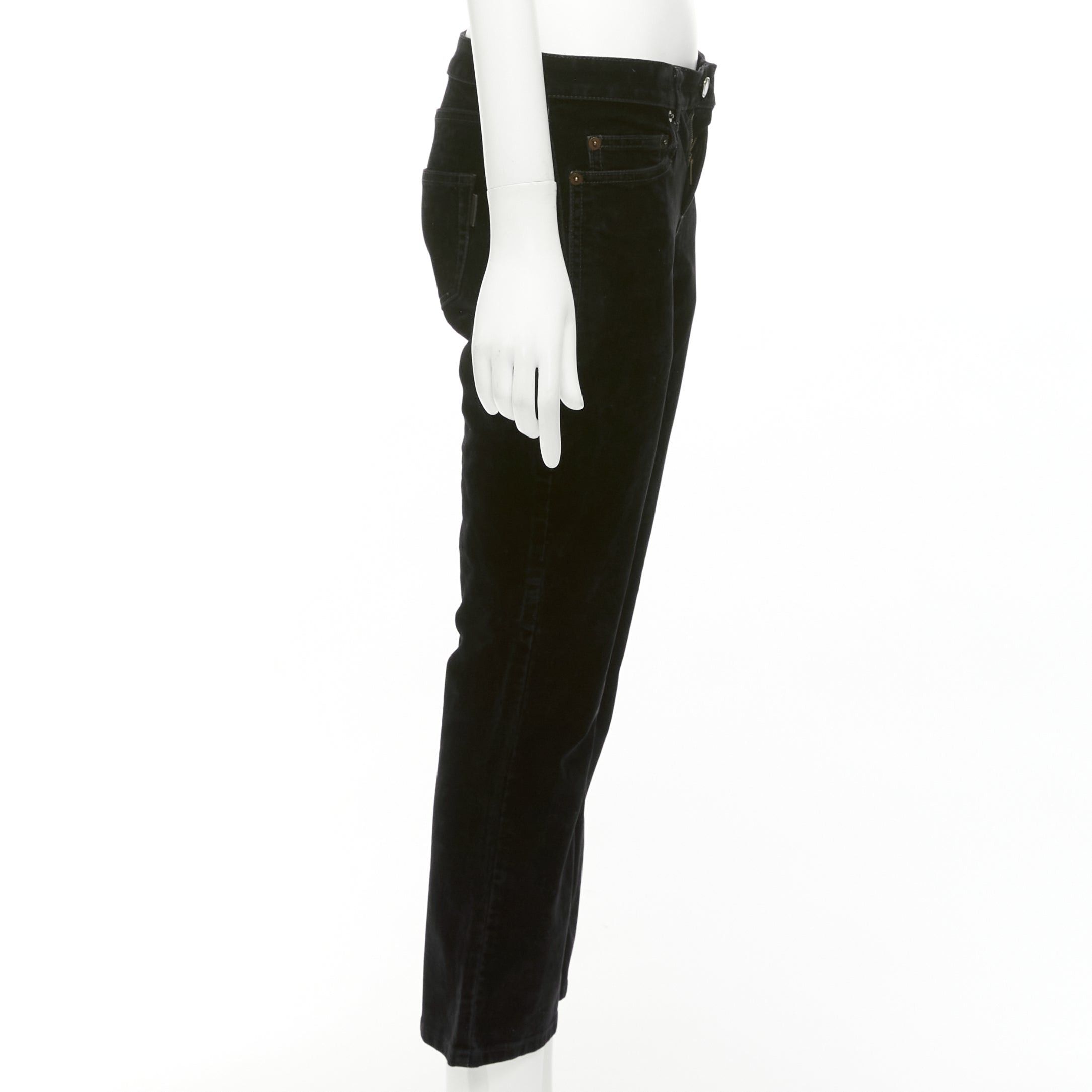 Saint Laurent Paris SAINT LAURENT 2018 black cotton blend velvet mid waist flare cropped pants 25" Size 27" / US 4 / IT 40 - 4 Thumbnail