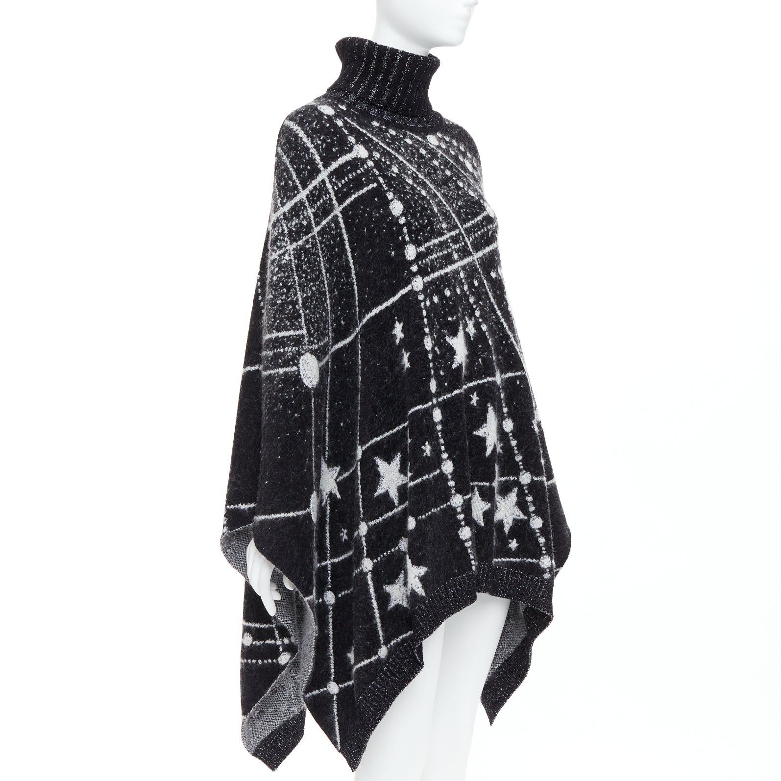 Saint Laurent Paris SAINT LAURENT 2018 Constellation black white astrology intarsia poncho cape S Size S / US 4 / IT 40 - 3 Thumbnail