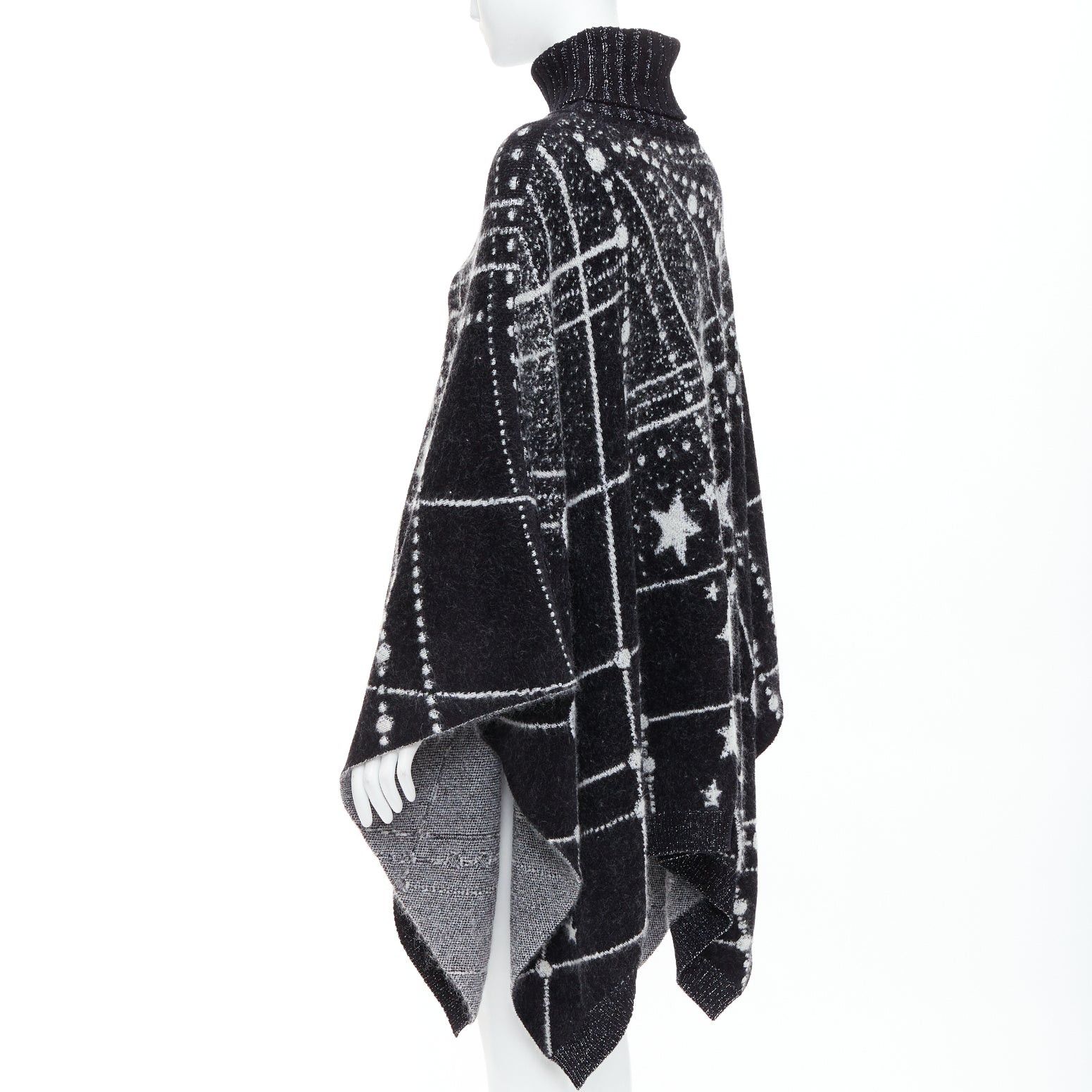 Saint Laurent Paris SAINT LAURENT 2018 Constellation black white astrology intarsia poncho cape S Size S / US 4 / IT 40 - 6 Thumbnail