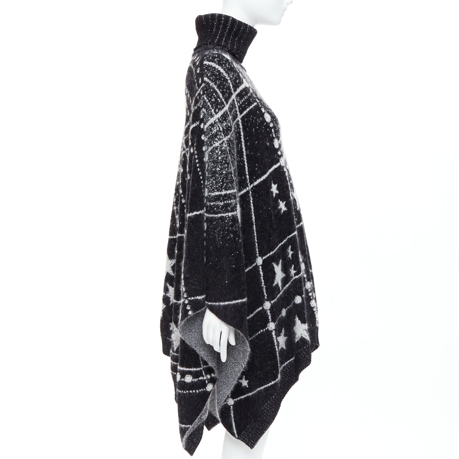 Saint Laurent Paris SAINT LAURENT 2018 Constellation black white astrology intarsia poncho cape S Size S / US 4 / IT 40 - 4 Thumbnail
