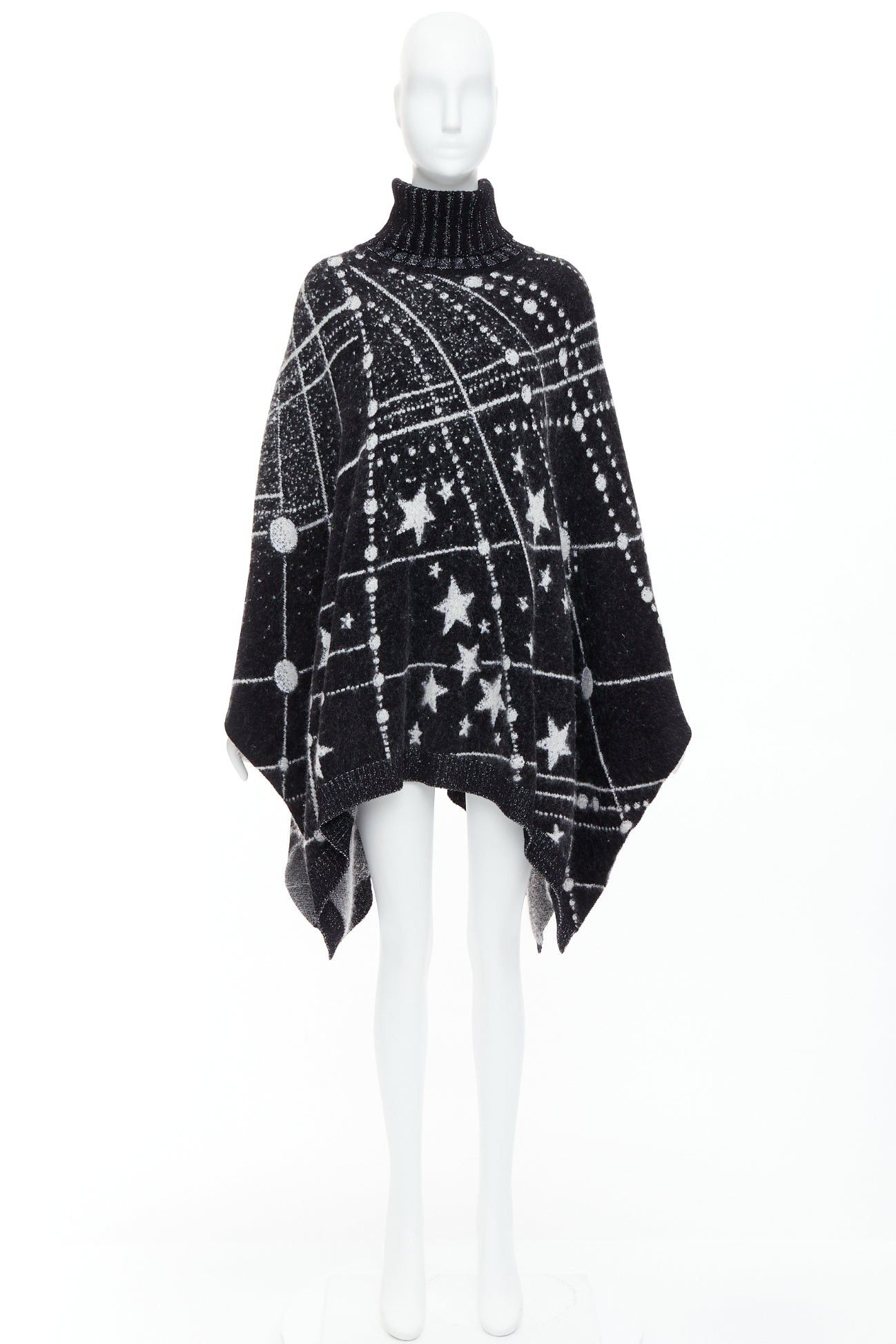 Saint Laurent Paris SAINT LAURENT 2018 Constellation black white astrology intarsia poncho cape S Size S / US 4 / IT 40 - 9 Thumbnail