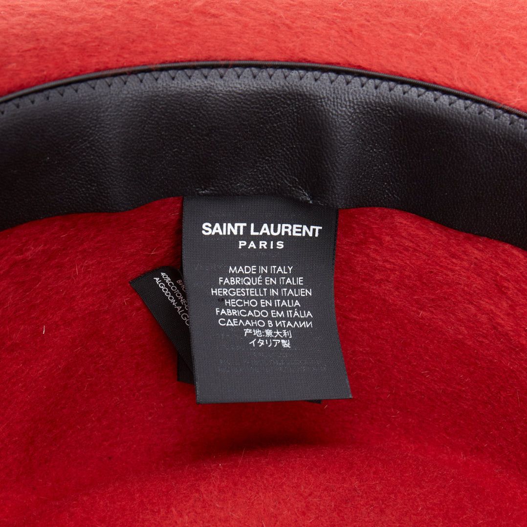 Saint Laurent Paris SAINT LAURENT red rabbit felt black grosgrain leather lined fedora hat Size ONE SIZE - 8 Thumbnail