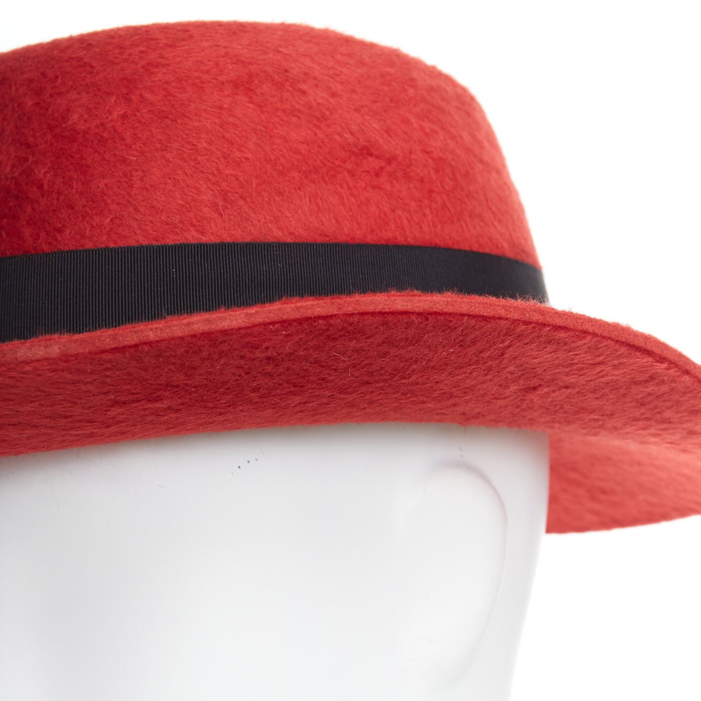 Saint Laurent Paris SAINT LAURENT red rabbit felt black grosgrain leather lined fedora hat Size ONE SIZE - 7 Thumbnail