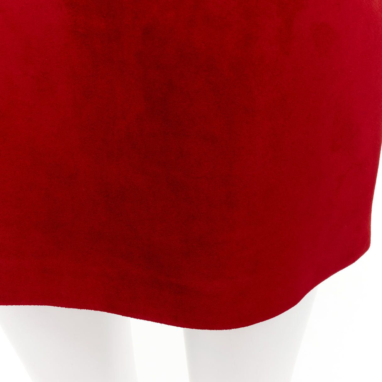 Saint Laurent Paris SAINT LAURENT 2019 red suede leather back dart mini skirt FR38 M Size 28" / US 6 / IT 42 - 7 Thumbnail