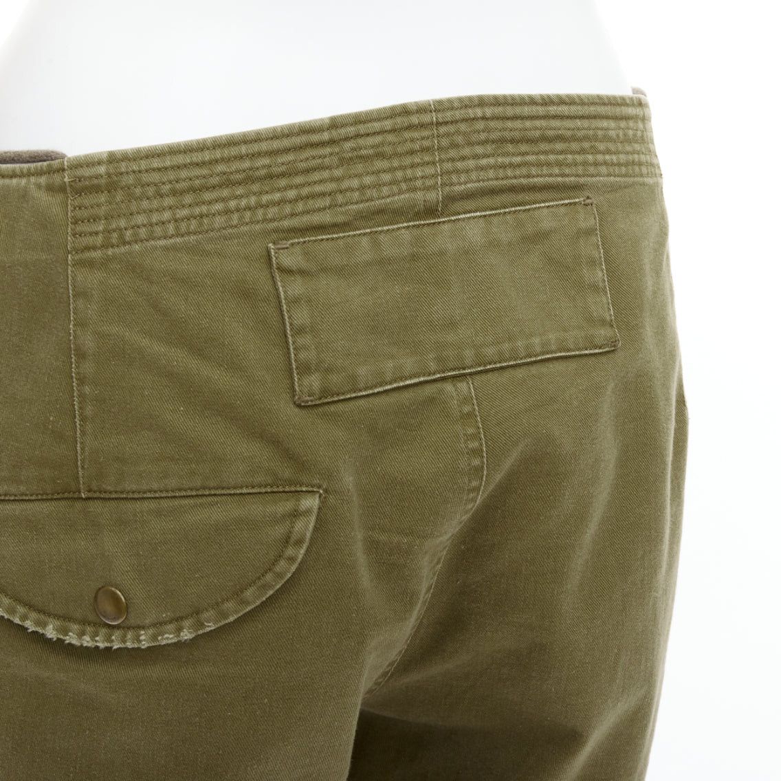 Saint Laurent Paris SAINT LAURENT 2018 green gold cotton ramie embroidered military shorts FR36 S Size 27" / US 4 / IT 40 - 7 Thumbnail