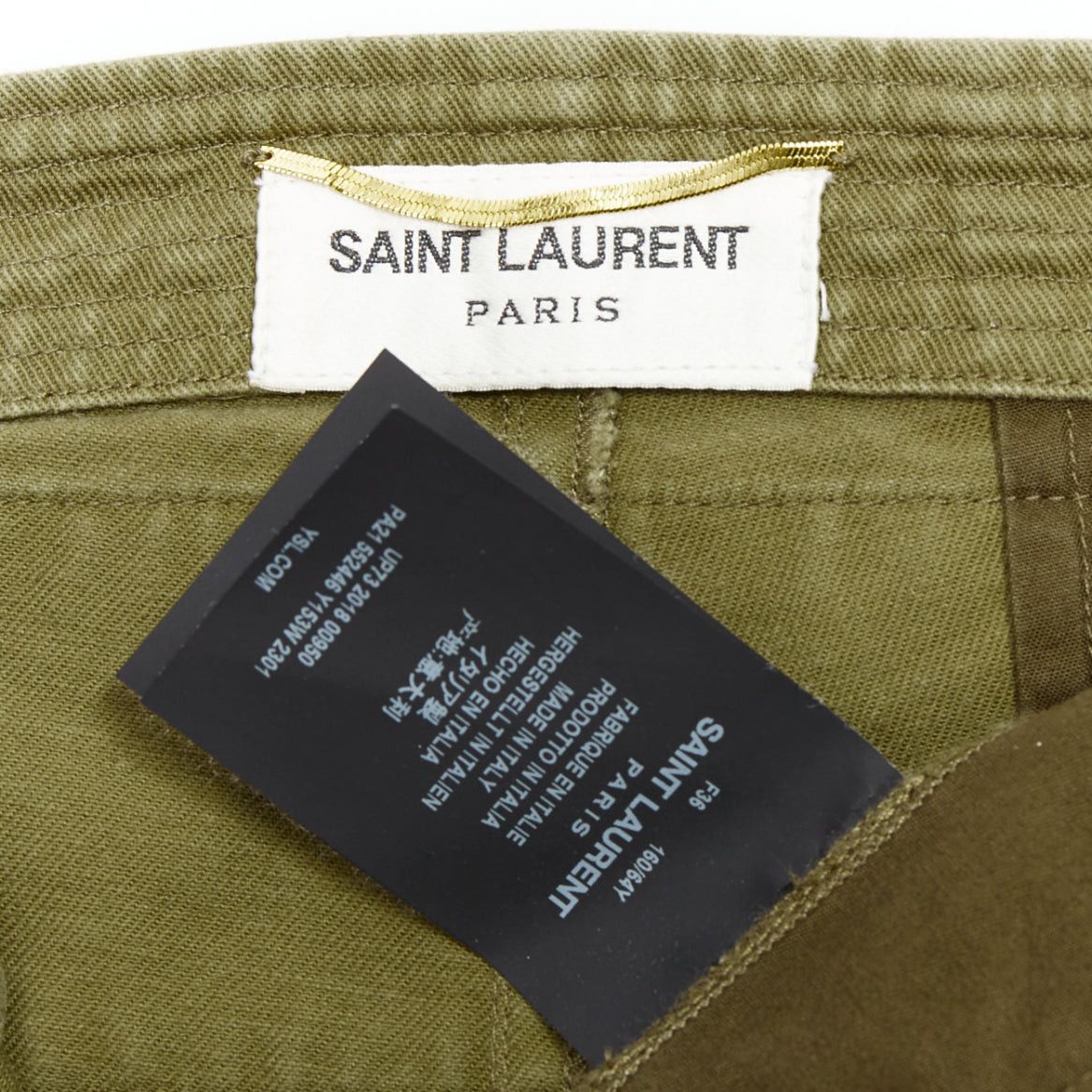 Saint Laurent Paris SAINT LAURENT 2018 green gold cotton ramie embroidered military shorts FR36 S Size 27" / US 4 / IT 40 - 8 Thumbnail