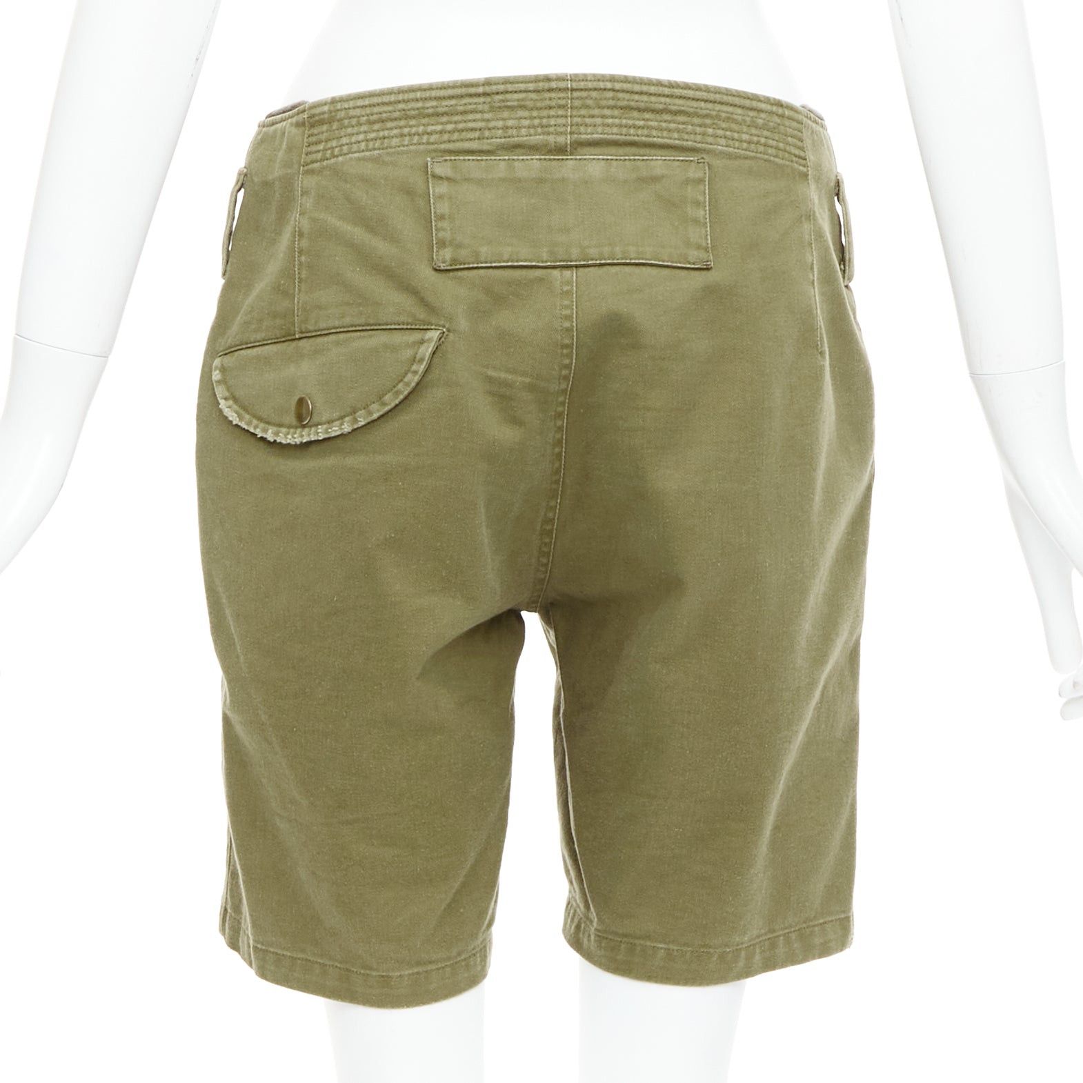 Saint Laurent Paris SAINT LAURENT 2018 green gold cotton ramie embroidered military shorts FR36 S Size 27" / US 4 / IT 40 - 5 Thumbnail