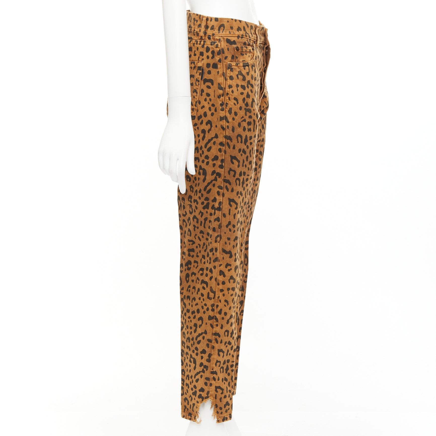Saint Laurent Paris SAINT LAURENT 2018 brown leopard animal print distressed hem jeans 27" Size 27" / US 4 / IT 40 - 4 Thumbnail