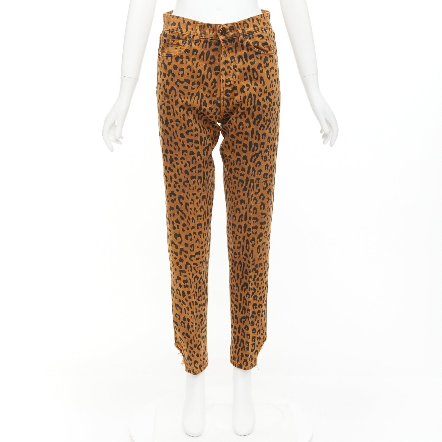 Saint Laurent Paris SAINT LAURENT 2018 brown leopard animal print distressed hem jeans 27" Size 27" / US 4 / IT 40 - 9 Thumbnail