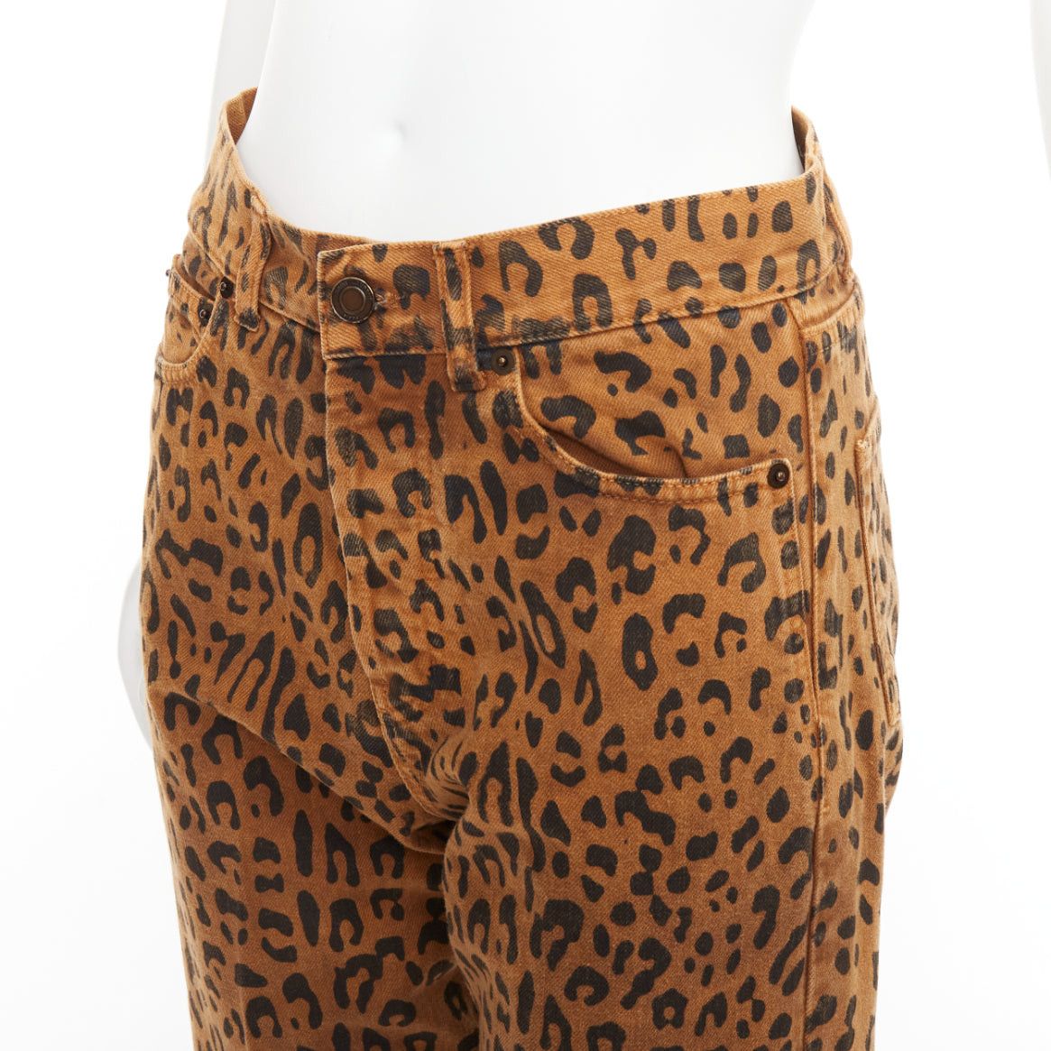 Saint Laurent Paris SAINT LAURENT 2018 brown leopard animal print distressed hem jeans 27" Size 27" / US 4 / IT 40 - 7 Thumbnail