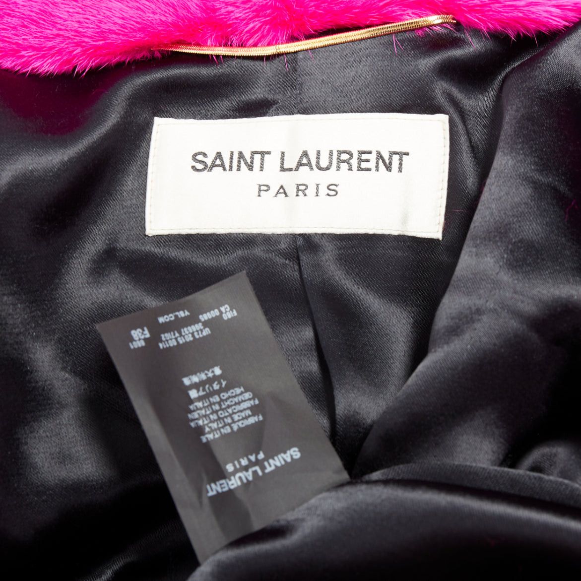 Saint Laurent Paris SAINT LAURENT 2015 hot pink mink fur black leather zip long coat FR38 M Size M / US 6-8 / IT 42-44 - 9 Thumbnail