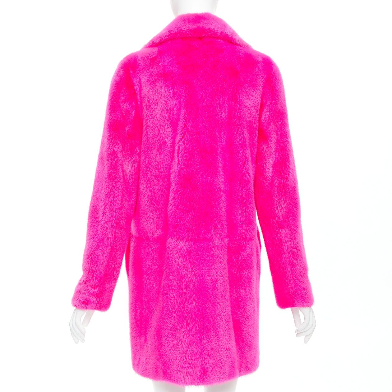 Saint Laurent Paris SAINT LAURENT 2015 hot pink mink fur black leather zip long coat FR38 M Size M / US 6-8 / IT 42-44 - 6 Thumbnail