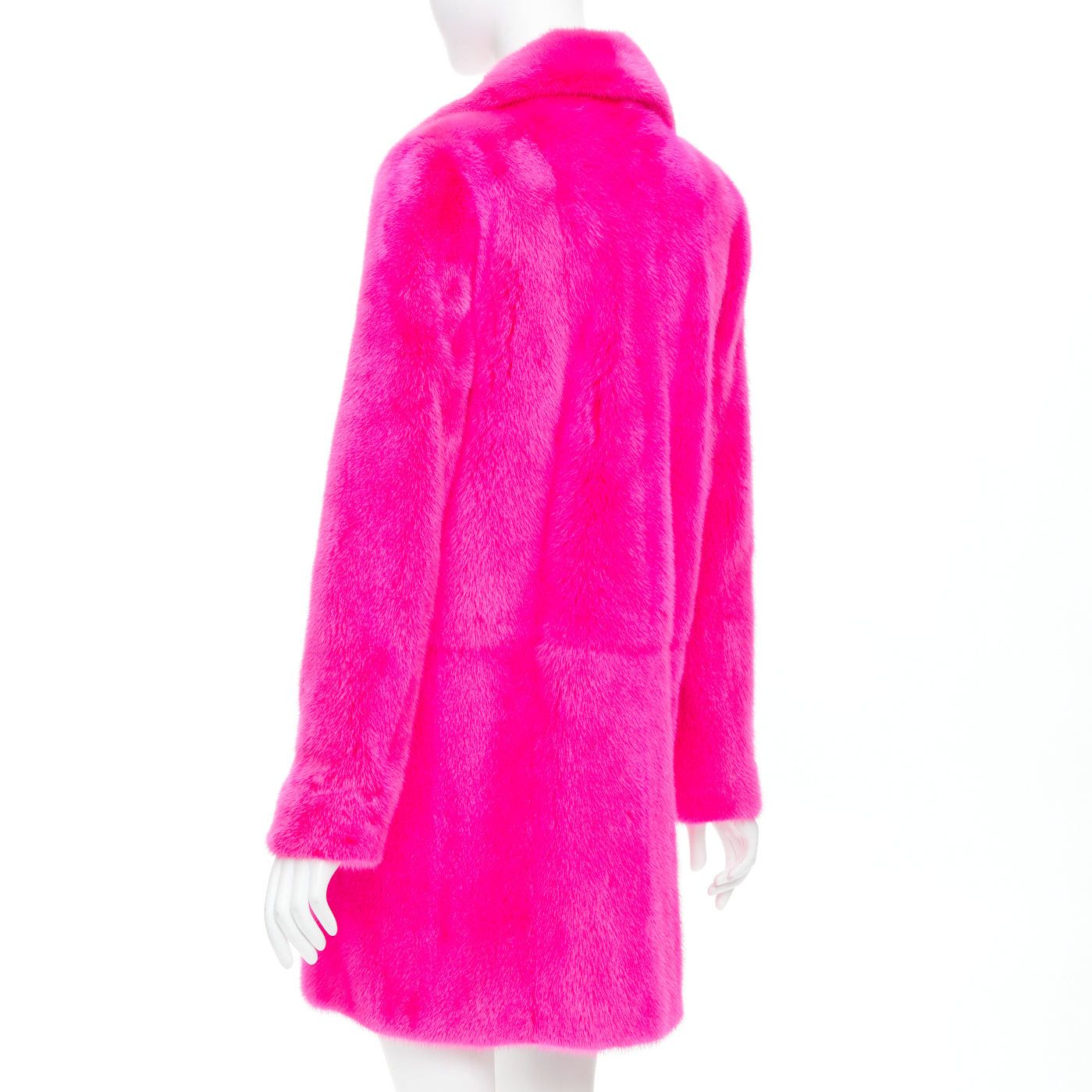 Saint Laurent Paris SAINT LAURENT 2015 hot pink mink fur black leather zip long coat FR38 M Size M / US 6-8 / IT 42-44 - 7 Thumbnail
