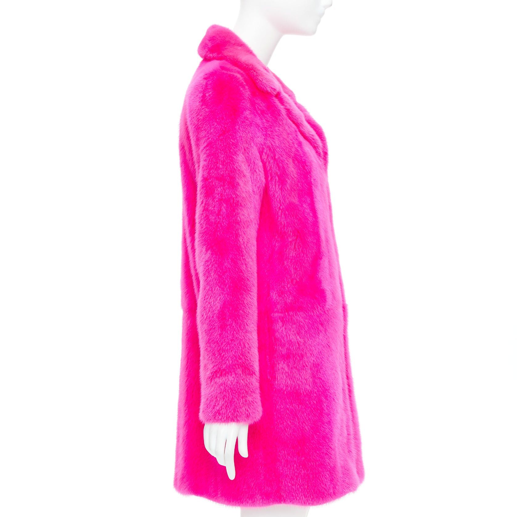 Saint Laurent Paris SAINT LAURENT 2015 hot pink mink fur black leather zip long coat FR38 M Size M / US 6-8 / IT 42-44 - 5 Thumbnail