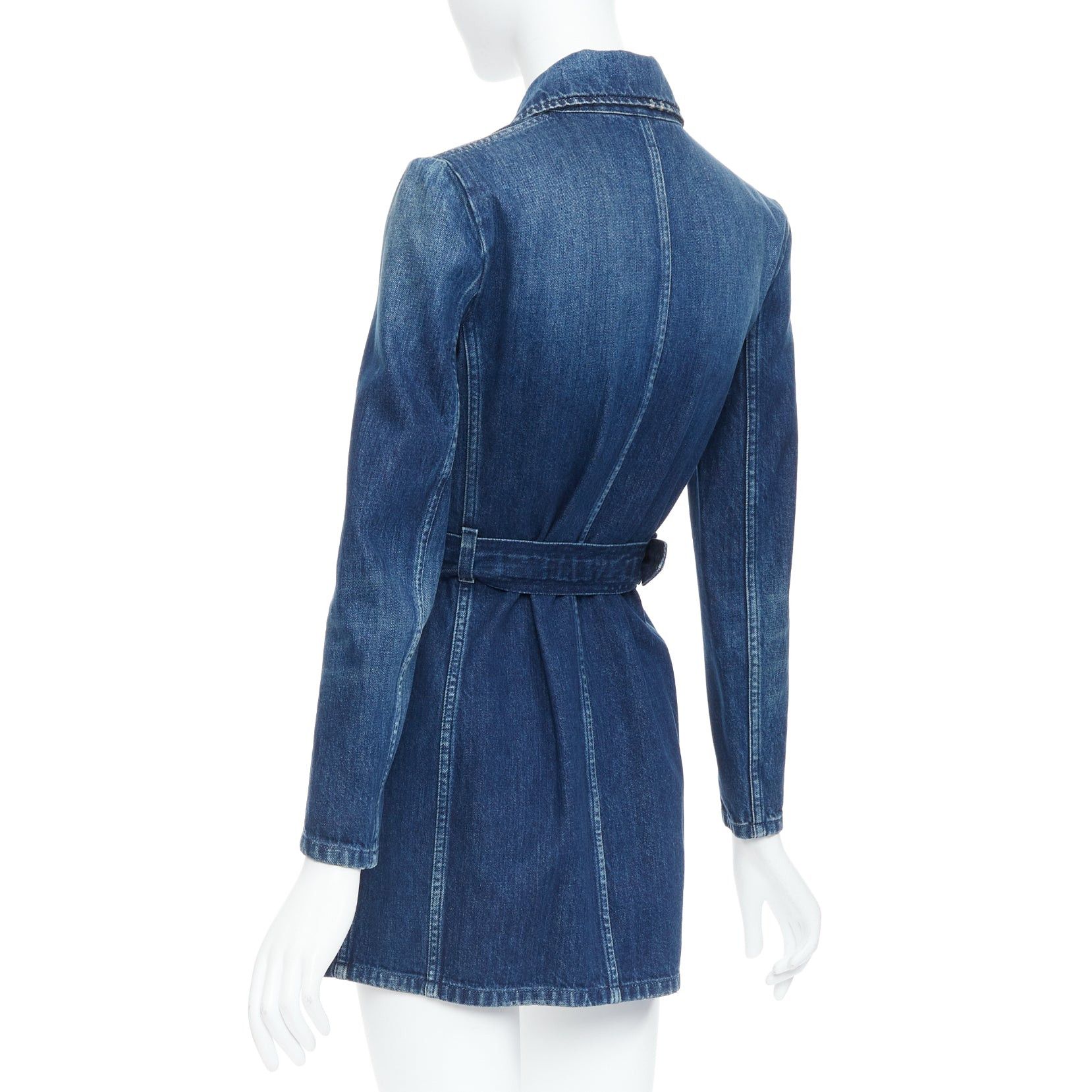 Saint Laurent Paris SAINT LAURENT Saharienne blue indigo washed denim belted safari shirt dress Size XS / US 0-2 / IT 36-38 - 7 Thumbnail
