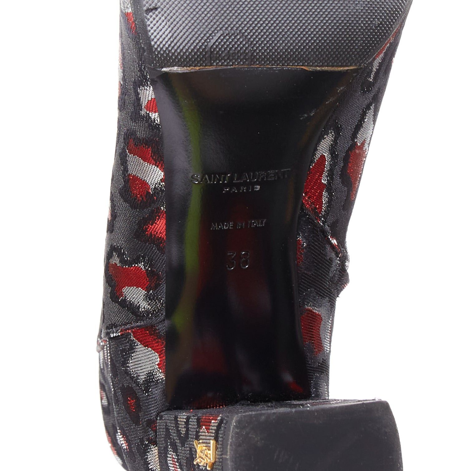 Saint Laurent Paris SAINT LAURENT silver red black jacquard YSL gold logo booties EU38 Size US 8 / IT 38 - 10 Thumbnail