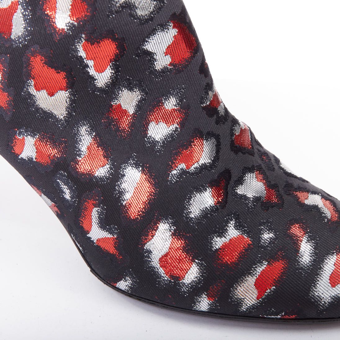 Saint Laurent Paris SAINT LAURENT silver red black jacquard YSL gold logo booties EU38 Size US 8 / IT 38 - 8 Thumbnail