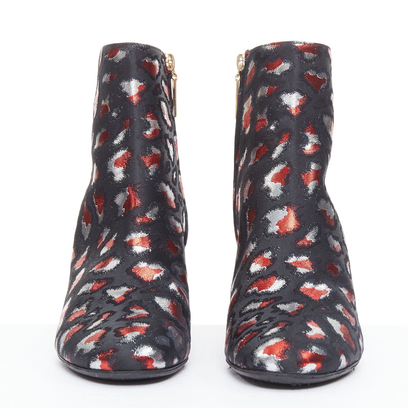 Saint Laurent Paris SAINT LAURENT silver red black jacquard YSL gold logo booties EU38 Size US 8 / IT 38 - 3 Thumbnail