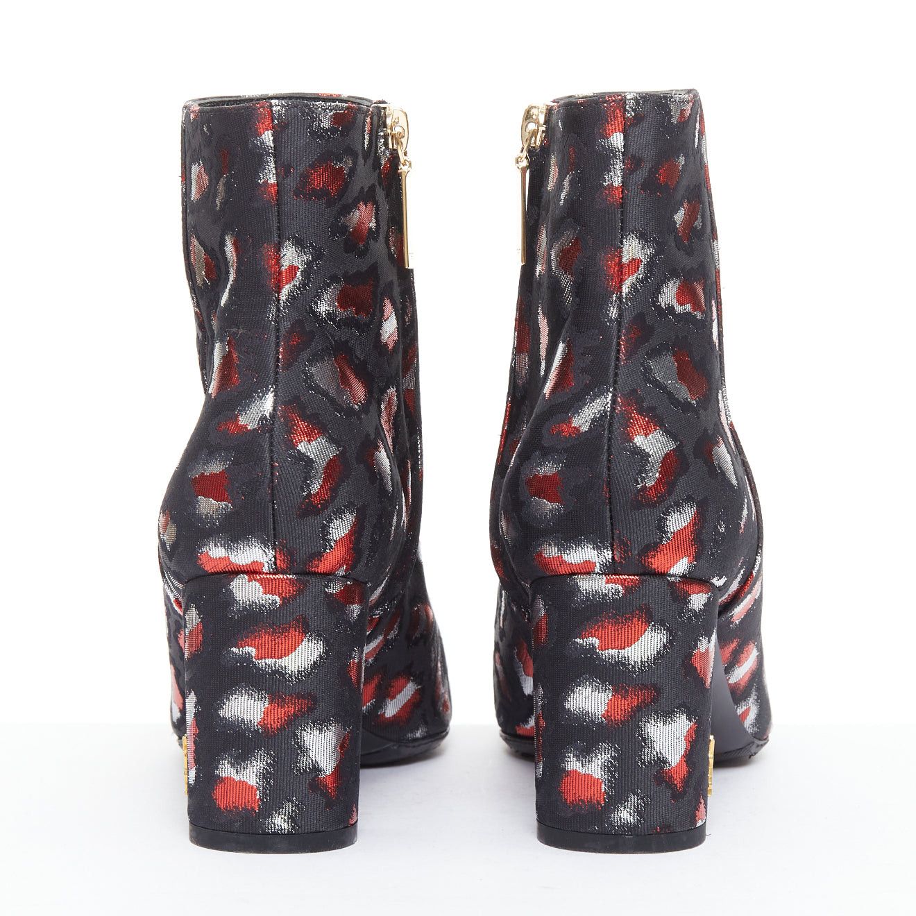 Saint Laurent Paris SAINT LAURENT silver red black jacquard YSL gold logo booties EU38 Size US 8 / IT 38 - 5 Thumbnail