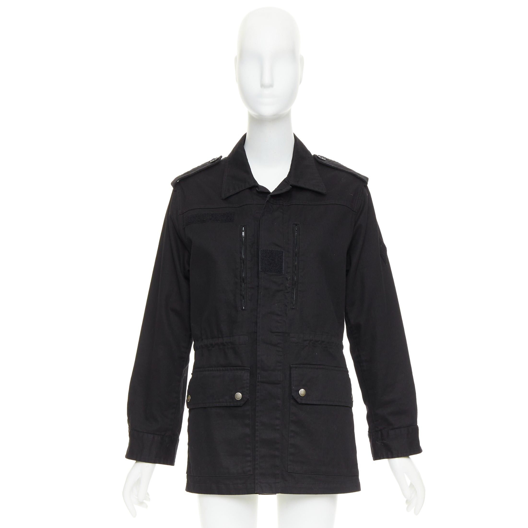 Saint Laurent Paris SAINT LAURENT 2018 black cotton ramie glitter logo safari jacket FR36 S Size S / US 4 / IT 40 - 9 Thumbnail