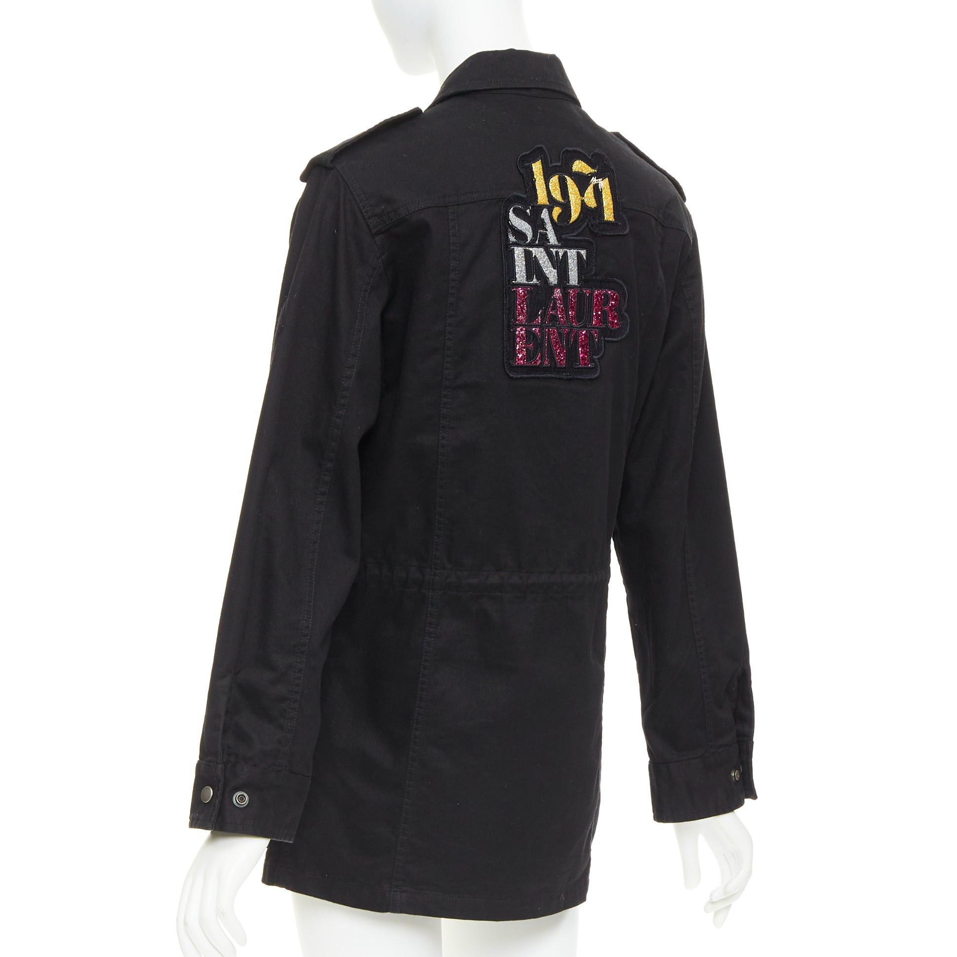Saint Laurent Paris SAINT LAURENT 2018 black cotton ramie glitter logo safari jacket FR36 S Size S / US 4 / IT 40 - 5 Thumbnail