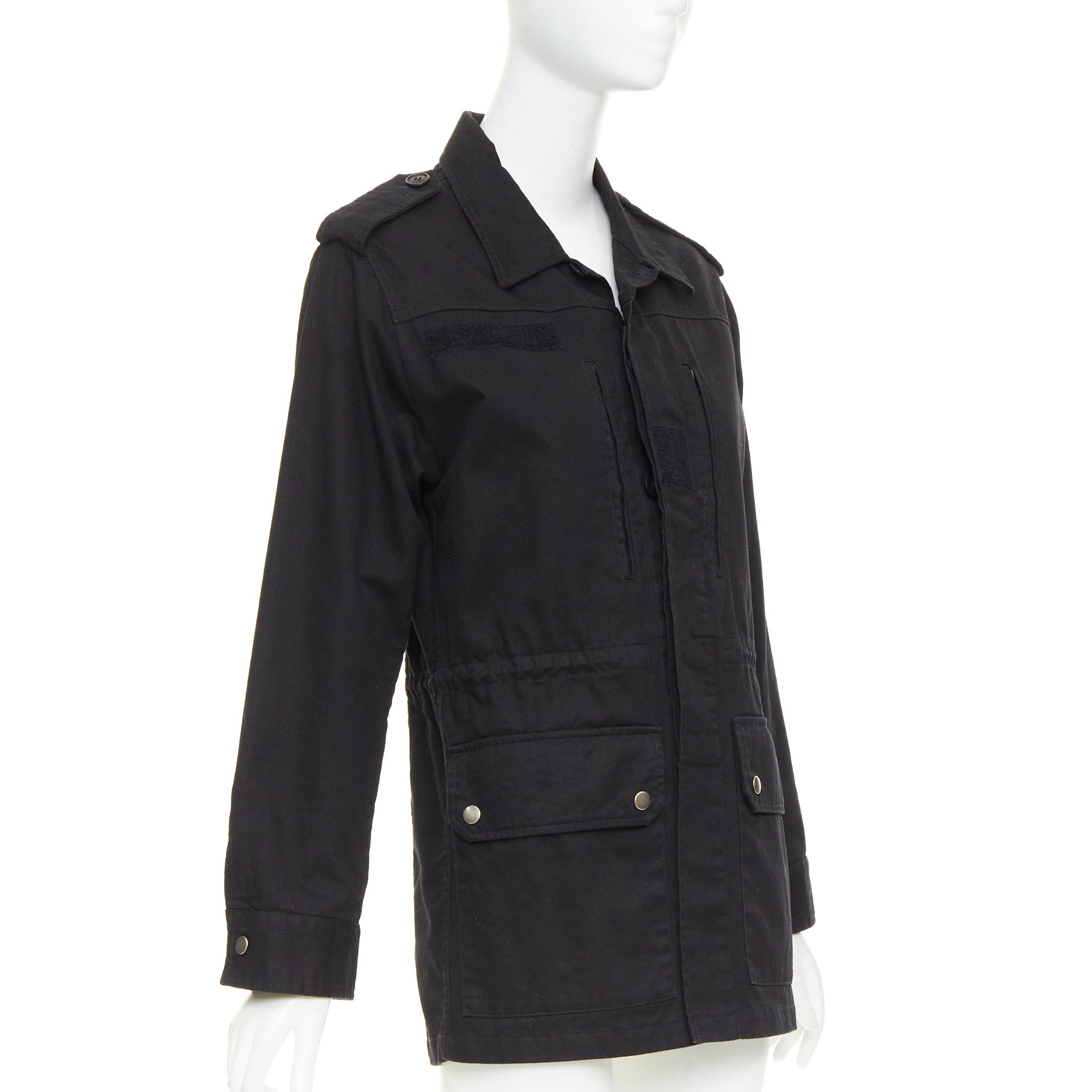 Saint Laurent Paris SAINT LAURENT 2018 black cotton ramie glitter logo safari jacket FR36 S Size S / US 4 / IT 40 - 3 Thumbnail