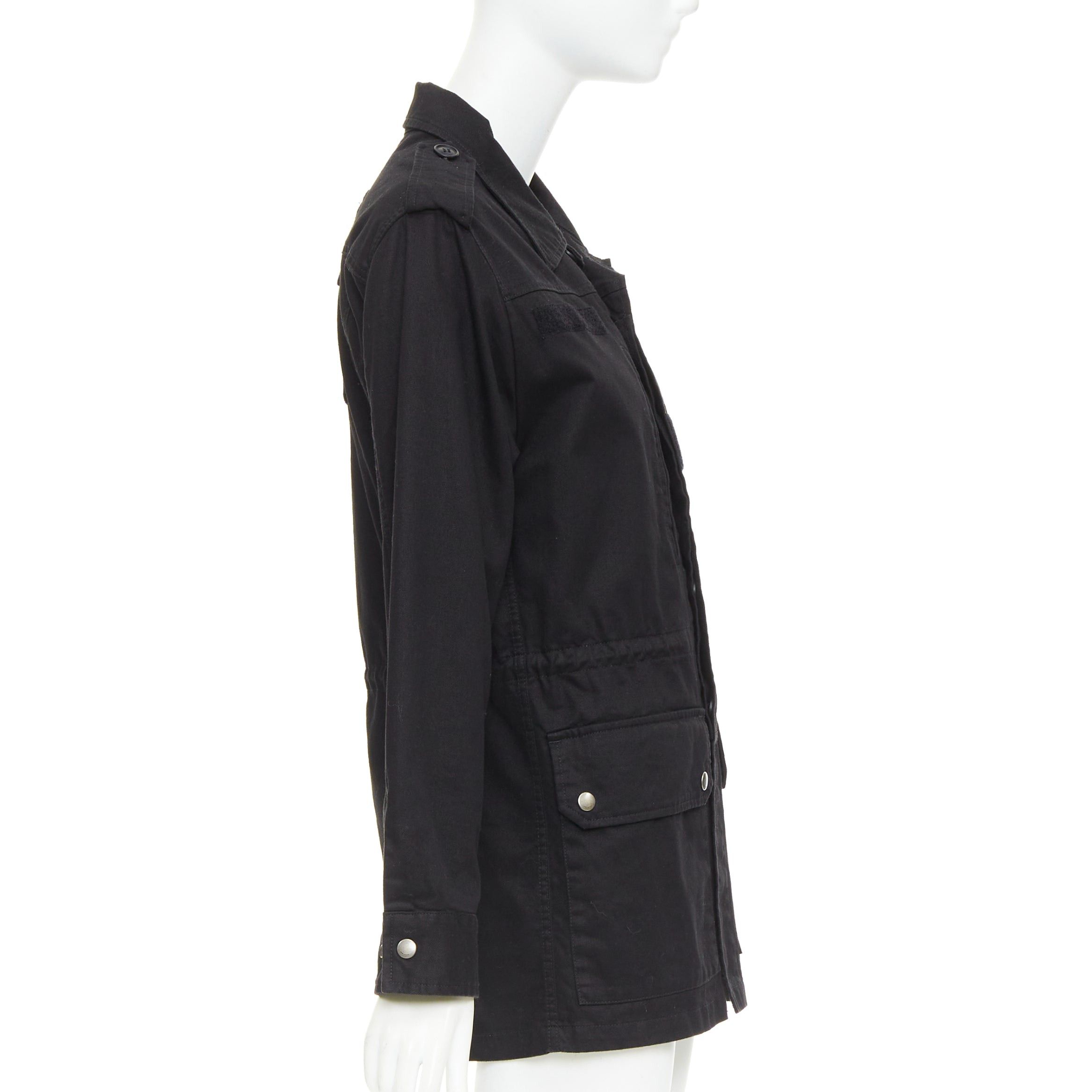 Saint Laurent Paris SAINT LAURENT 2018 black cotton ramie glitter logo safari jacket FR36 S Size S / US 4 / IT 40 - 4 Thumbnail