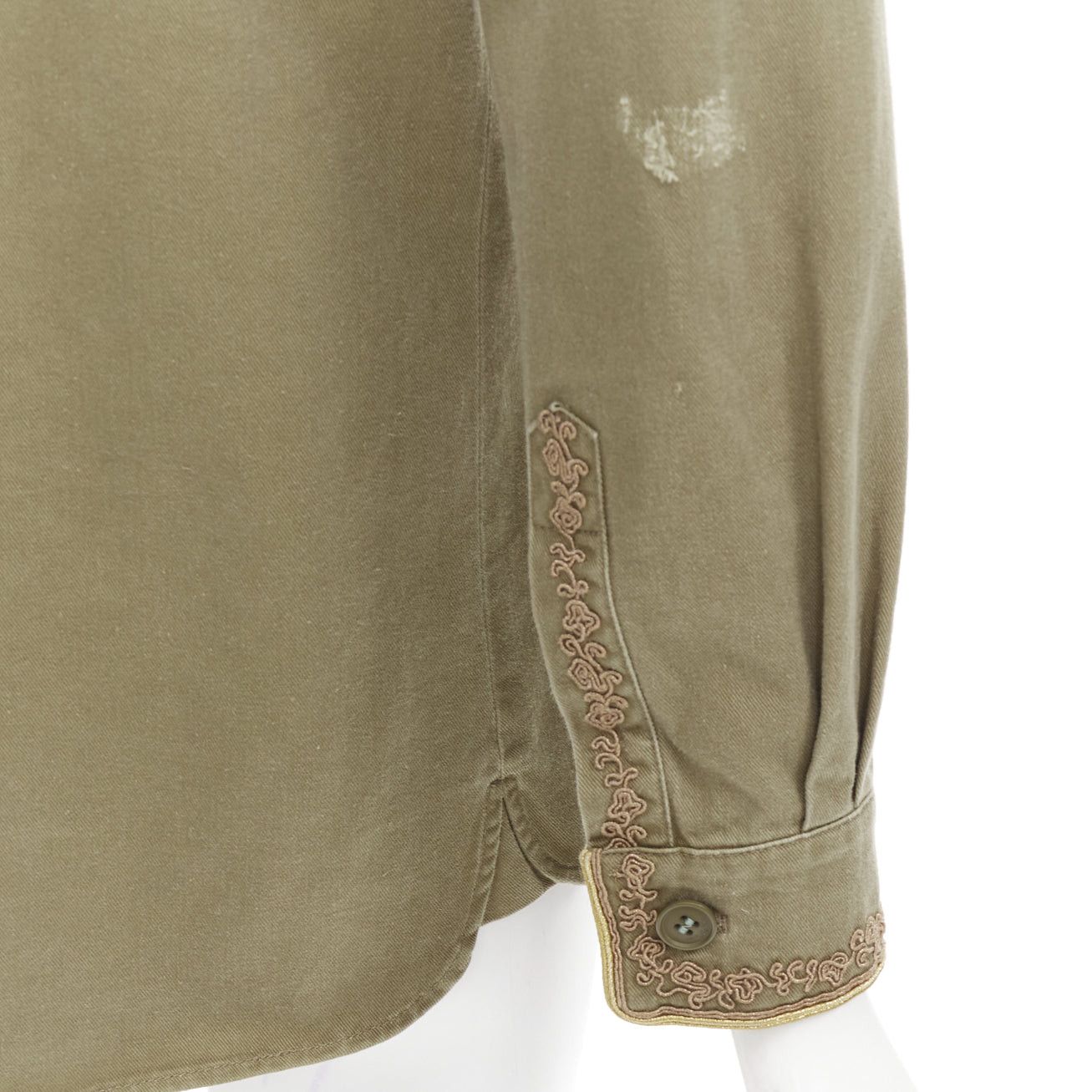 Saint Laurent Paris SAINT LAURENT 2018 green cotton military charms badge over shirt FR38 M Size M / US 6-8 / IT 42-44 - 7 Thumbnail