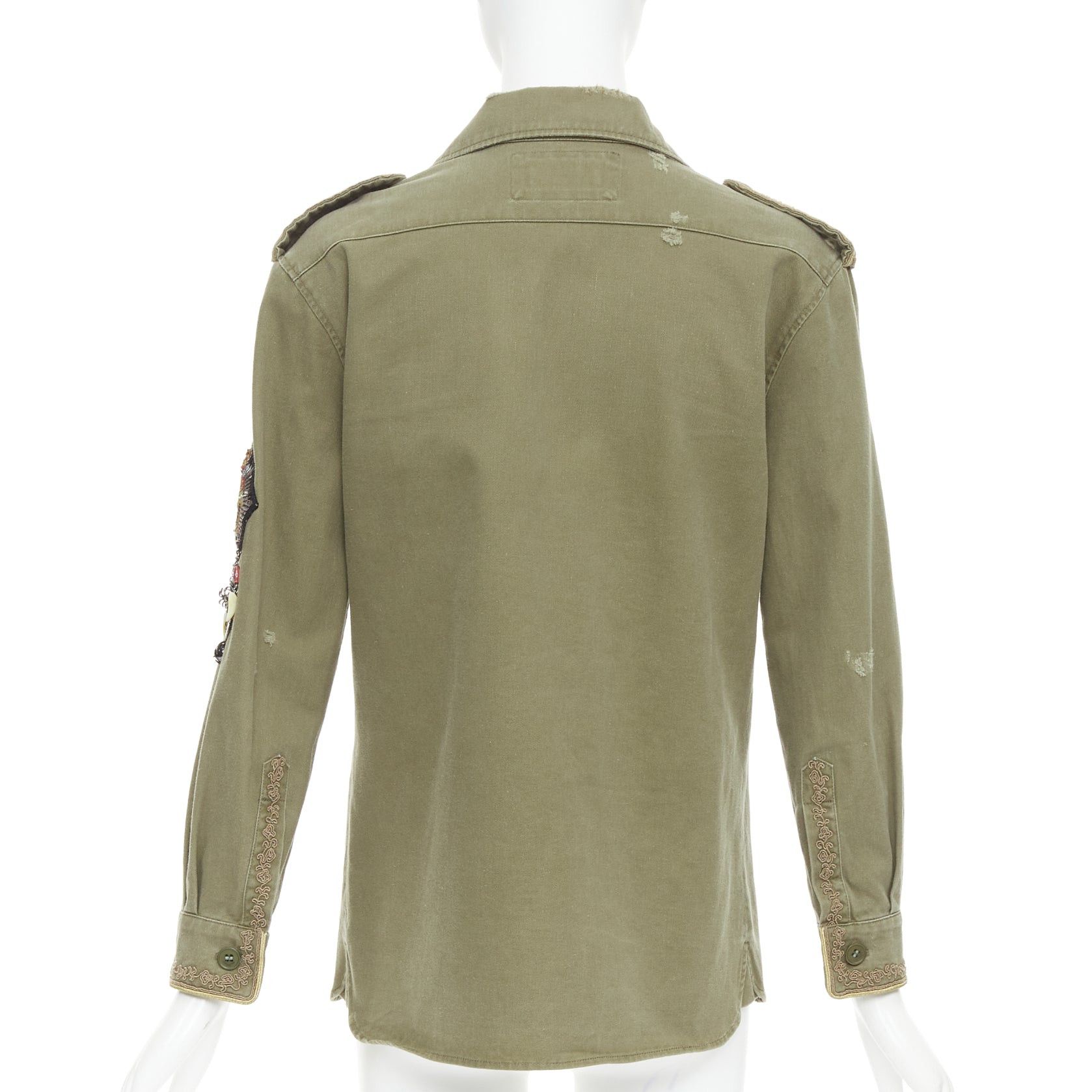 Saint Laurent Paris SAINT LAURENT 2018 green cotton military charms badge over shirt FR38 M Size M / US 6-8 / IT 42-44 - 5 Thumbnail