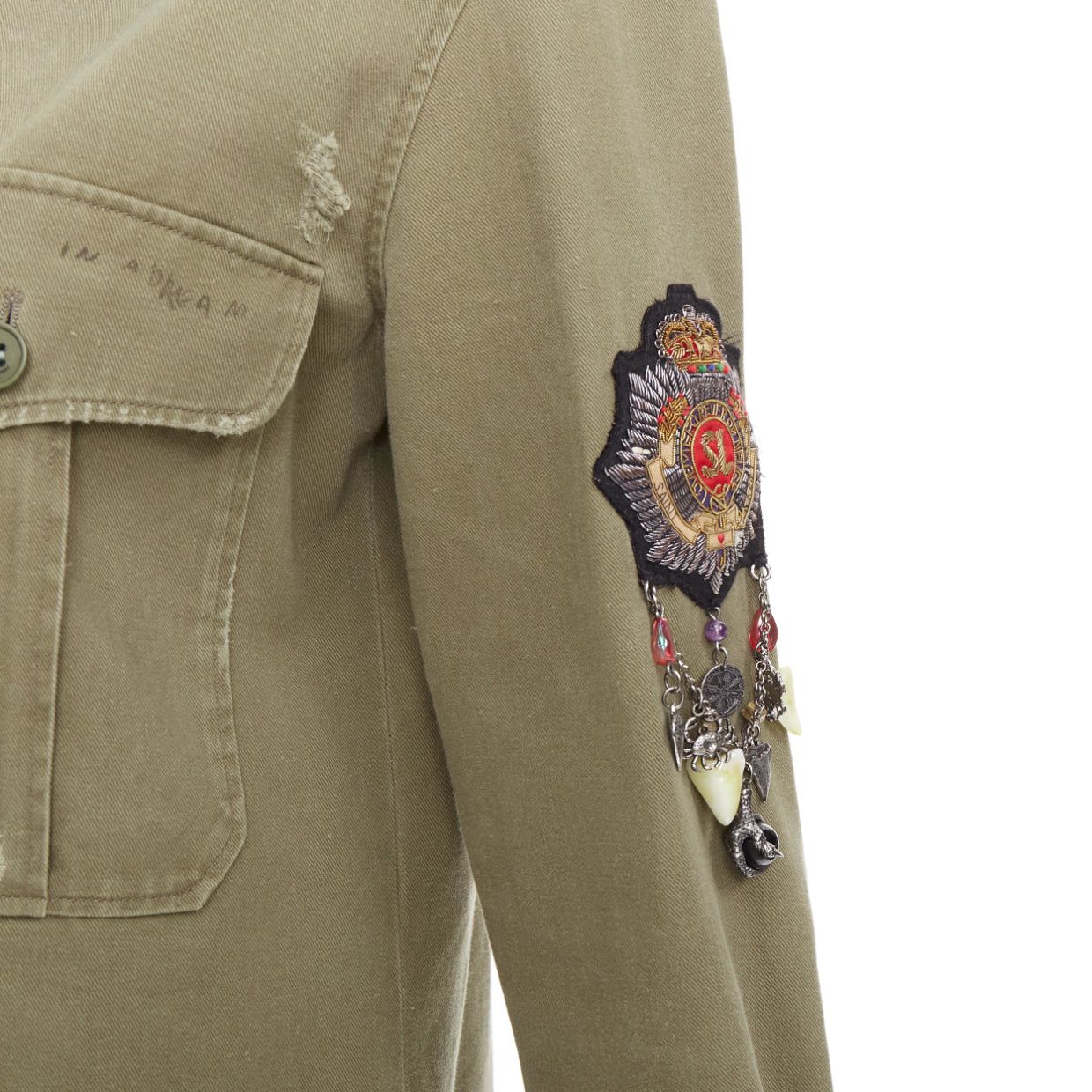 Saint Laurent Paris SAINT LAURENT 2018 green cotton military charms badge over shirt FR38 M Size M / US 6-8 / IT 42-44 - 2 Thumbnail