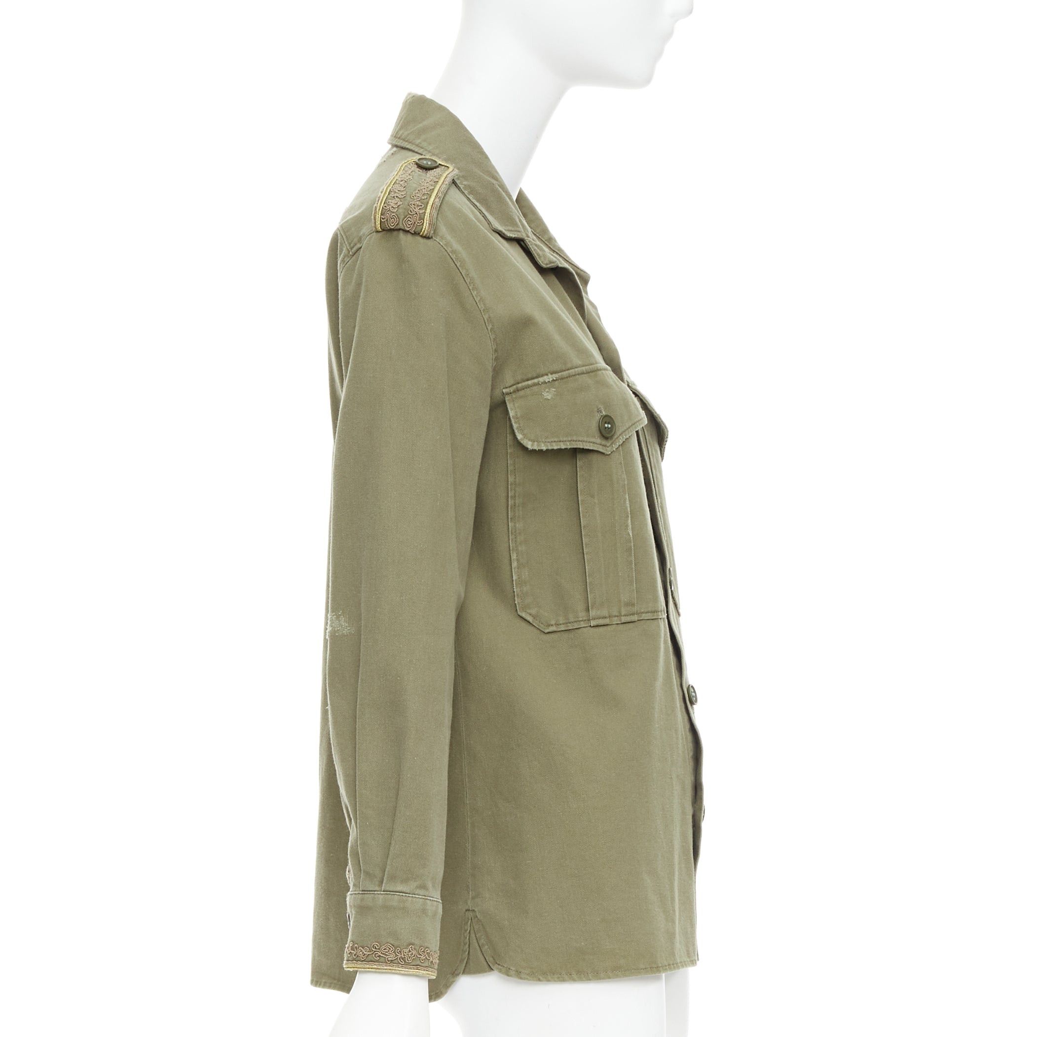 Saint Laurent Paris SAINT LAURENT 2018 green cotton military charms badge over shirt FR38 M Size M / US 6-8 / IT 42-44 - 4 Thumbnail