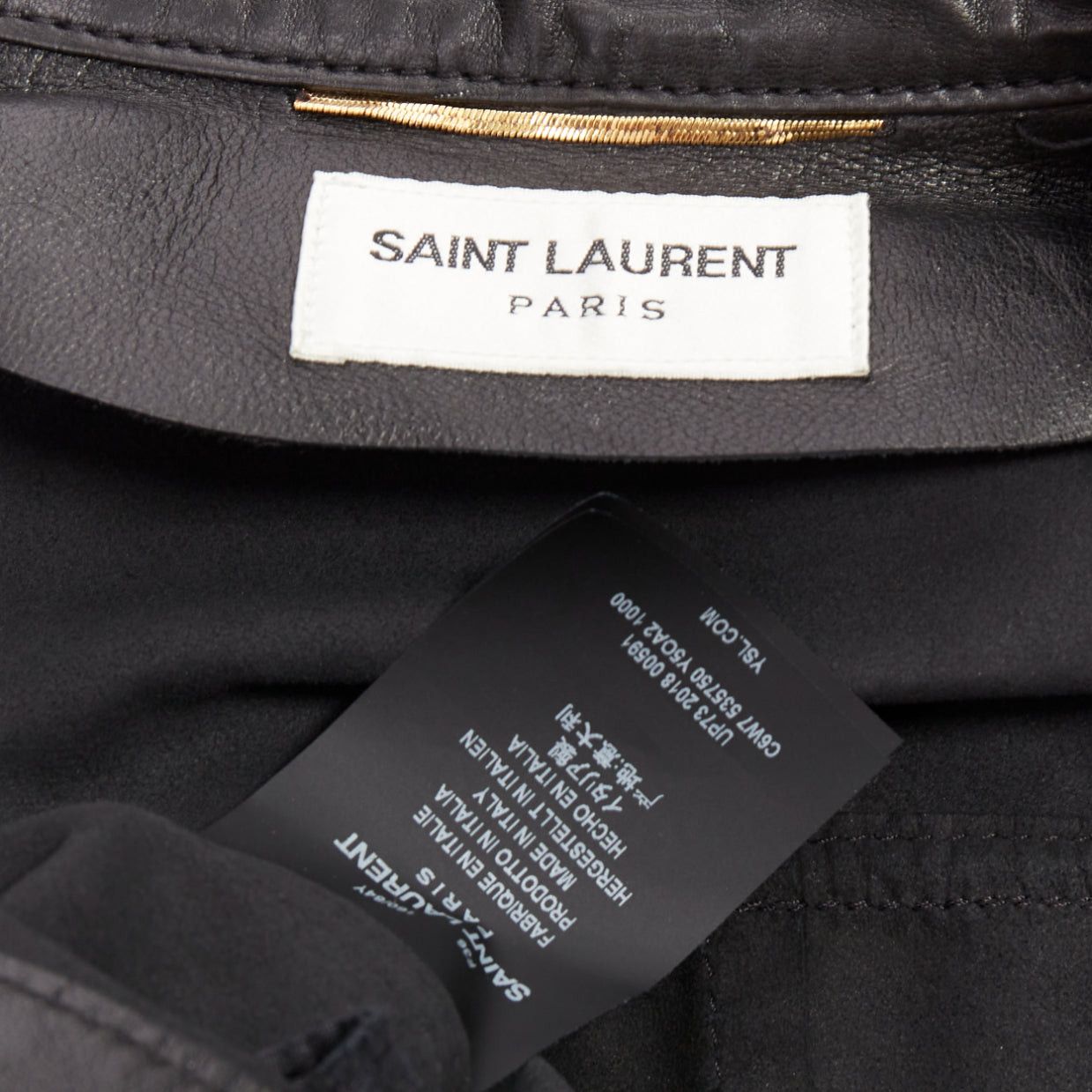 Saint Laurent Paris SAINT LAURENT 2018 black lambskin leather low waist safari shirt dress FR36 S Size S / US 4 / IT 40 - 8 Thumbnail