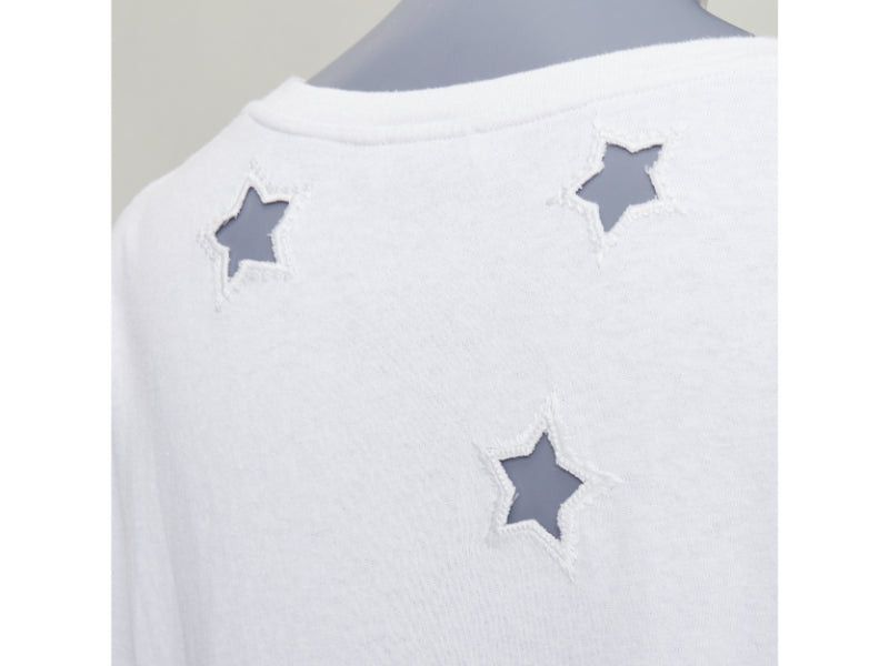 Saint Laurent Paris SAINT LAURENT off white cotton star embroidered cut out relaxed tshirt Size S / US 4 / IT 40 - 2 Thumbnail