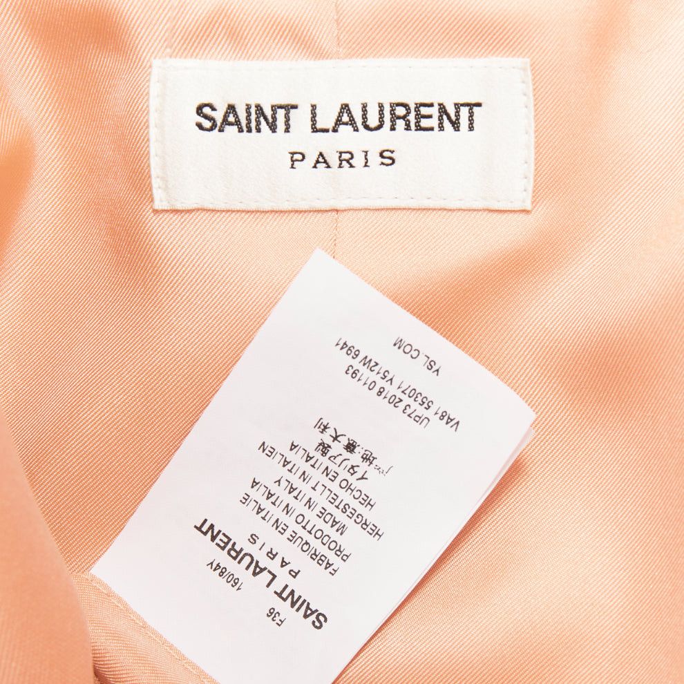 Saint Laurent Paris SAINT LAURENT 2018 peach pink virgin wool black leather trim blazer jacket FR36 S Size S / US 4 / IT 40 - 9 Thumbnail
